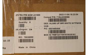 Lenovo 5CB1J41959 Tastatur inkl. Topcase ASM_HUN C 82SB WHT