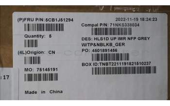 Lenovo 5CB1J51294 Tastatur inkl. TopcaseASM_GER C82VG NFP CG