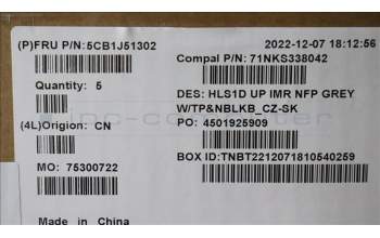 Lenovo 5CB1J51302 Tastatur inkl. TopcaseASM_CZE/SLK C82VG NFP CG