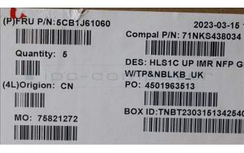 Lenovo 5CB1J61060 Tastatur inkl. TopcaseASM_UK C82VF NFP CG