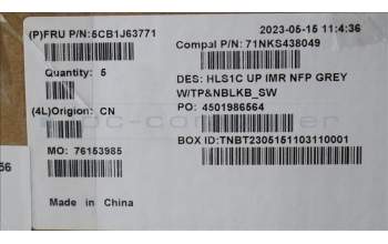 Lenovo 5CB1J63771 C-Cover with keyboard,Switzerland,Cloud Grey,Non_Fingerprint