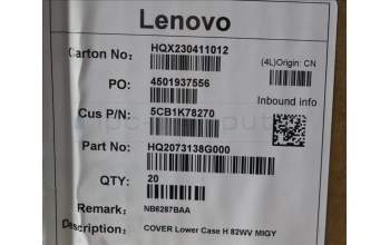 Lenovo 5CB1K78270 Lower Case H 82WV MIGY