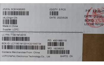 Lenovo 5CB1K95263 C-Cover with keyboard, Czech Slovakian, Abyss Blue, Backlight, Fingerprint, UK