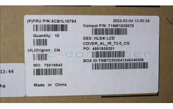 Lenovo 5CB1L10784 LCD Cover, W/Antenna, 82XD, T30, IR, AL, Cloud Grey