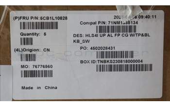 Lenovo 5CB1L10828 Tastatur inkl. Topcase_SWS C82XD FP CG BL AL