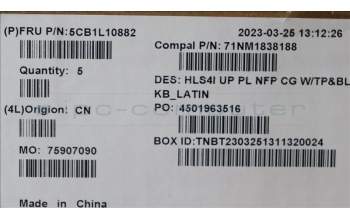 Lenovo 5CB1L10882 COVER UpCase_LA SPA C82XD NFP CG BL PL