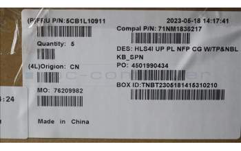 Lenovo 5CB1L10911 Tastatur inkl. Topcase_SPA C82XD NFP CG NBL PL