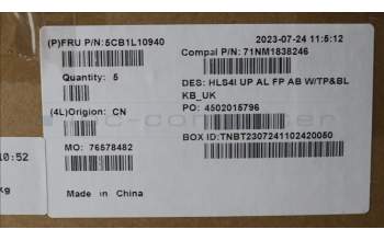 Lenovo 5CB1L10940 Tastatur inkl. Topcase_UK C82XD FP AB BL AL