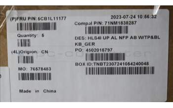 Lenovo 5CB1L11177 Tastatur inkl. Topcase_GER C82XD NFP AB BL AL