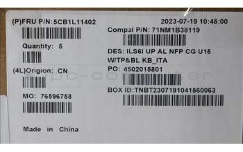 Lenovo 5CB1L11402 Tastatur inkl. Topcase_ITA C82XF NFP CG BL AL