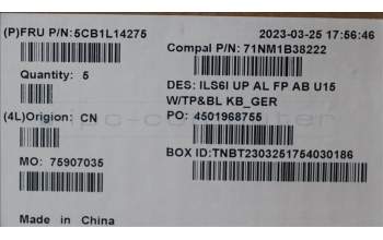 Lenovo 5CB1L14275 Tastatur inkl. Topcase_GER C82XF FP AB BL AL