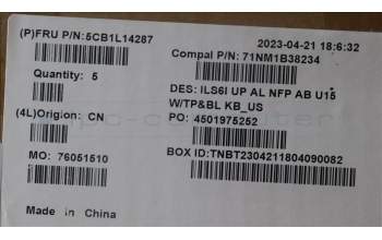 Lenovo 5CB1L14287 Tastatur inkl. Topcase_ENG C82XF NFP AB BL AL