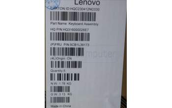 Lenovo 5CB1L39173 C-Abdeckung mit Tastatur, Schweiz, Arktisgrau, Ohne_Fingerabdruckscanner