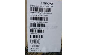 Lenovo 5CB1L40697 C-Cover with keyboard,Russian,Tidal Teal
