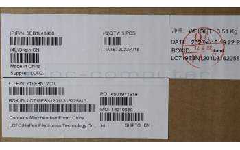 Lenovo 5CB1L45900 C-Abdeckung mit Tastatur, Englisch (GB), Arktisgrau, Hintergrundbeleuchtung, Fingerabdruck