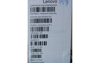 Lenovo 5CB1L47271 C-Abdeckung mit Tastatur, Slowenisch, sturmgrau, Fingerabdruckleser