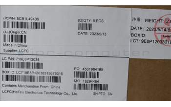 Lenovo 5CB1L49406 C-Abdeckung mit Tastatur, Französisch, arktisgrau, Hintergrundbeleuchtung, Ohne_Fingerabdruckscanner