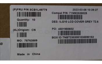 Lenovo 5CB1L49779 COVER LCD Cover C 82XV T2.6