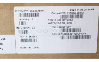 Lenovo 5CB1L49814 C-Abdeckung mit Tastatur, Griechisch, RGB-Hintergrundbel.