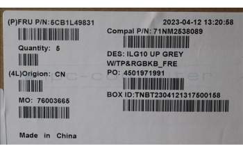 Lenovo 5CB1L49831 Tastatur inkl. Topcase ASM_FRA C 82XV RGB