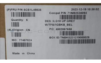 Lenovo 5CB1L49835 C-Abdeckung mit Tastatur, Belgisch, RGB-Hintergrundbel., GB