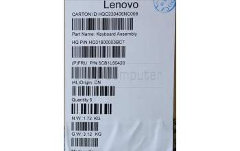 Lenovo 5CB1L50420 Tastatur inkl. Topcase schweiz H 83BS NFP ARGY