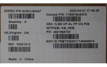 Lenovo 5CB1L50447 COVER UpCase_HBW C82XF FP CG BL ALDF