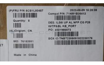 Lenovo 5CB1L50487 C-Abdeckung mit Tastatur, Portugiesisch, Wolkengrau, Hintergrundbeleuchtung, Ohne_Fingerabdruckscanner