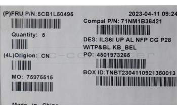 Lenovo 5CB1L50495 COVER UpCase_BEL C82XF NFP CG BL ALDF