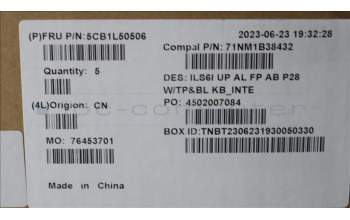 Lenovo 5CB1L50506 C-Cover with keyboard, US English Euro, Abyss Blue, Backlight, FingerPrint, US