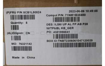 Lenovo 5CB1L50524 C-Abdeckung mit Tastatur, Deutsch, Tiefblau, Hintergrundbeleuchtung, Fingerabdruck