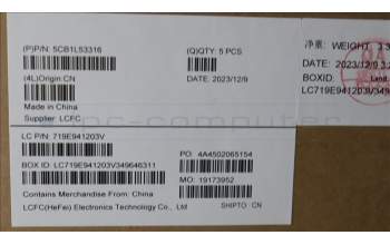 Lenovo 5CB1L53316 C-Abdeckung mit Tastatur, Spanisch, tiefblau, Ohne_Hintergrundbeleuchtung, Ohne_Fingerabdruckscanner