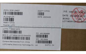 Lenovo 5CB1L54627 C-Cover with keyboard, German, Onyx Grey, RGB Backlight, UK