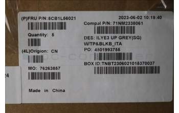 Lenovo 5CB1L56021 C-Abdeckung mit Tastatur, Italienisch, Sturmgrau, Hintergrundbeleuchtung