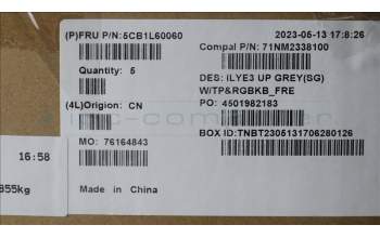 Lenovo 5CB1L60060 C-Abdeckung mit Tastatur, Französisch, Sturmgrau, RGB-Hintergrundbeleuchtung