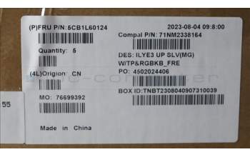 Lenovo 5CB1L60124 C-Abdeckung mit Tastatur, Französisch, Mineralgrau, RGB-Hintergrundbel.