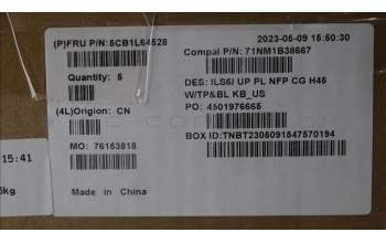 Lenovo 5CB1L64528 COVER UpCase_ENG C82XF NFP CG BL PLDF