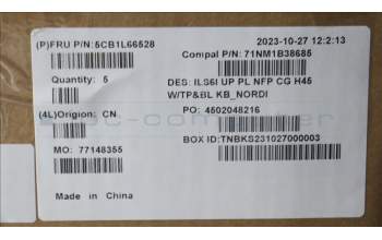 Lenovo 5CB1L66528 C-Abdeckung mit Tastatur, Skandinavien, Wolkengrau, Hintergrundbeleuchtung, Ohne_Fingerabdruckscanner