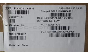 Lenovo 5CB1L66535 C-Abdeckung mit Tastatur, Slowenisch, Wolkengrau, Hintergrundbeleuchtung, Ohne_Fingerabdruckscanner