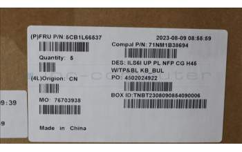Lenovo 5CB1L66537 COVER UpCase_BUL C82XF NFP CG BL PLDF