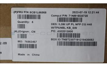 Lenovo 5CB1L66568 COVER UpCase_SWS C82XF NFP CG NBL PLDF
