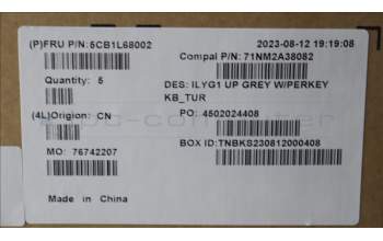 Lenovo 5CB1L68002 C-Abdeckung mit Tastatur, Türkisch, RGB-Hintergrundbel.