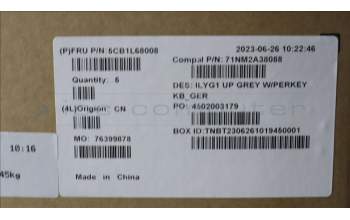 Lenovo 5CB1L68008 C-Abdeckung mit Tastatur, Deutsch, RGB-Hintergrundbeleuchtung