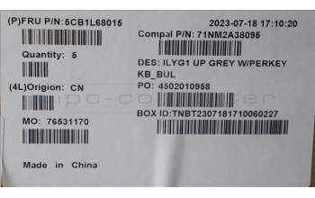 Lenovo 5CB1L68015 C-Abdeckung mit Tastatur, Bulgarisch, RGB-Hintergrundbel., GB