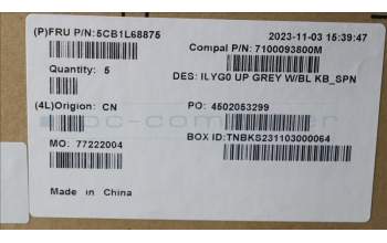 Lenovo 5CB1L68875 Tastatur inkl. Topcase spanisch C 82Y4 BLWH