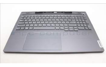 Lenovo 5CB1L68944 C-Abdeckung mit Tastatur, Hebräisch, sturmgrau, Hintergrundbeleuchtung, Fingerabdruckleser