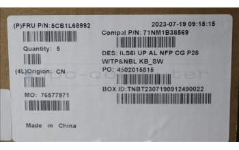 Lenovo 5CB1L68992 C-Abdeckung mit Tastatur, Schweiz, Wolkengrau, Nicht_beleuchtet, Ohne_Fingerabdruckscanner