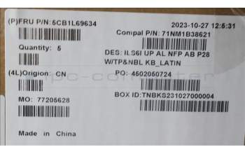 Lenovo 5CB1L69634 COVER UpCase_LA SPA C82XF NFPAB NBL ALDF