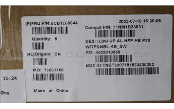 Lenovo 5CB1L69644 COVER UpCase_SWS C82XF NFP AB NBL ALDF