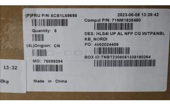Lenovo 5CB1L69698 COVER UpCase_NORDIC C82XD NFP CG NBL AL